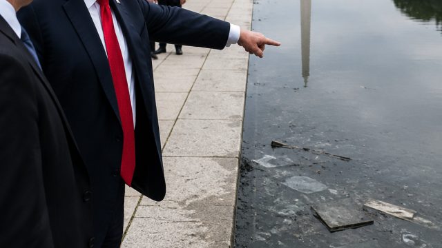 Trump Points to Vandalism after Arrests Linked to Reflecting Pool Damage
