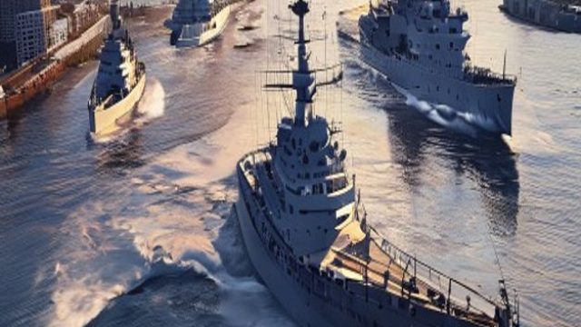 Historic Navy Battleships Depart Portlan